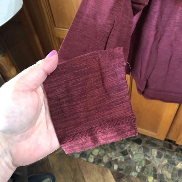 NWT Chaser Maroon Heather Slub Long Sleeve Top - S - Picture 6 of 11